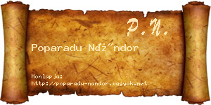 Poparadu Nándor névjegykártya